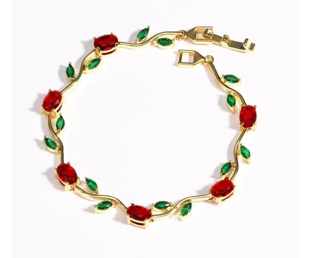 18K Gold Tulip Bracelet for Women Dainty Floral Bracelet